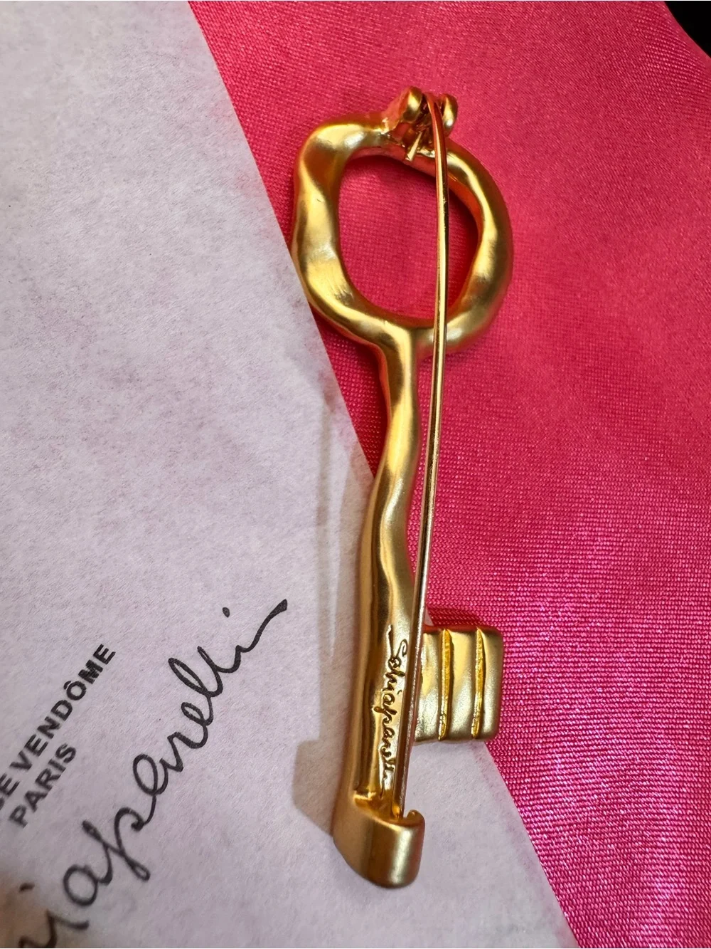 Schiaparelli insp Gold Key Pin Brooch